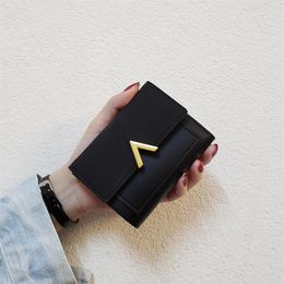 Designer new V Korean wallet female short paragraph wild student wallet lady card bag three fold coin purse wallet trend sh230Z