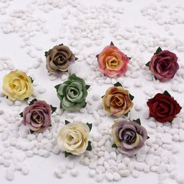 Decorative Flowers 3.5cm Mini Rose Flower Head Artificial For Wedding Decoration Ball Craft Fake DIY Decor 100pieces/lot