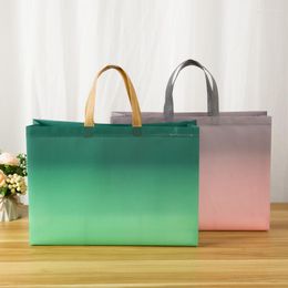 Shopping Bags Reusable Gradient Colour Non-Woven Bag Foldable Large Capacity Tote Shopper Grocery Eco Clothing Storage Pouch