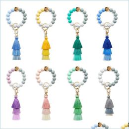 Party Favour 8 Styles Sile Bead Bracelet Key Chain Female Italian Tassel Bracelets Keys Ring Drop Delivery Home Garden Festive Supplie Dhsvl