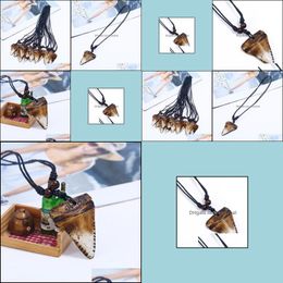 Pendant Necklaces Shi Vintage Handknitted Resin Mens Necklace Drop Delivery Jewelry Pendants Dhuxr