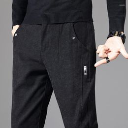 Men's Pants Autumn 2023 Men's Casual Korean Edition Slim Fit Straight Elastic Soft Sweatpants Youth Brushed Loose Black Trousers