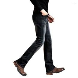 Men's Pants Men's Slim Jeans Ripped Business Denim Casual Mid-waist Stretch Four Seasons Black Bell