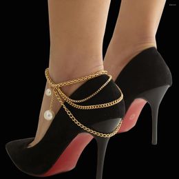 Anklets KunJoe Multi-layer Chain High Heel Shoe For Women Girl Simple On Foot Barefoot Sandals Beach Jewellery