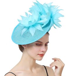 Hair Clips Barrette Wedding Fascinator Hat Big Flower Headpiece With Headband And Clip Elegant Race Chapeau Cap Accessory 230112