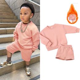 Clothing Sets 1-12 Year Old Children's Sports Long Sleeve Suit Autumn And Winter Boys' Girls' Sweater Shorts Two-piece