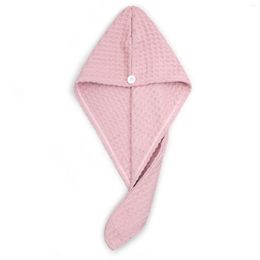 Towel 1pcs Pink Waffle Fabric After Shower Hair Drying Wrap Quick Dry Hat Cap Turban Head Bathing Tool