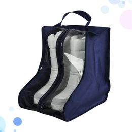 Storage Bags Oxford Cloth Waterproof Shoes Bag Dust Boots Cover With Clear View Window (Claret)