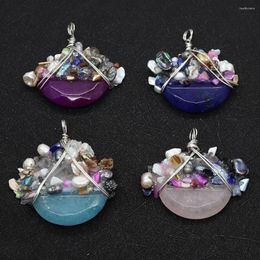 Pendant Necklaces Wholesale Exquisite Natural Stone Gravel Crystal Wrapped Pearl Agate Aura Jewellery Making Accessories