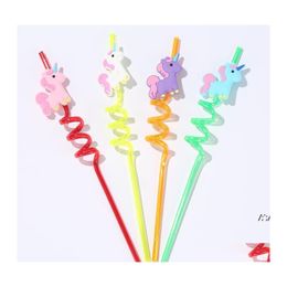 Drinking Straws Cartoon Horse Mermaid Bird Plastic St Funny Sts For Milkshakes Ice Drinks Kids Fruit Party Supplies Drop Delivery Ho Otaye