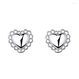 Backs Earrings 2023 Silver Plated Lace Love Women's Fashion Simple Small Creative Design Sweet And Lovely Gift For Girls