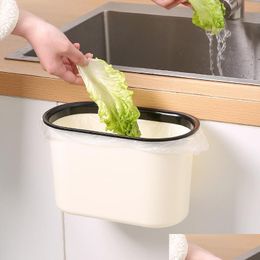 Other Household Sundries Kitchen Trash Can Wallmounted With Lid Toilet Bathroom Living Room Hanging Creative Cabinet Door Storage Pa Dhkoj