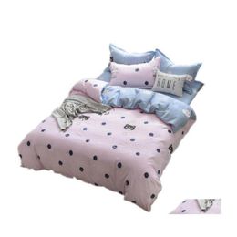 Bedding Sets Printed Home Textile Cyan Cute Cat Kitty Duvet Er Pillow Case Bed Sheet Boy Kid Teen Girl Linens Set King Drop Delivery Otjwc