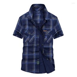 Men's Casual Shirts Clearance Summer Shirt Men Plaid Pure Cotton Loose Military Plus Size M-5XL Chemise Homme