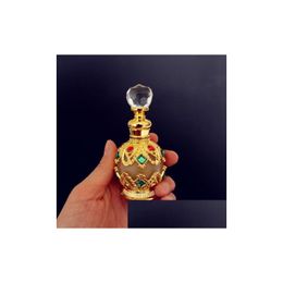 Perfume Bottle 2Pcs Per 15Ml Vintage Metal Essential Oils Dropper Container Beautif Decoration Gift With High Quality Drop Delivery Dhfby