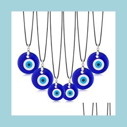 Pendant Necklaces Evil Eye Necklace Glass Leather Rope Chain Turkish Protect Lucky For Women Men Drop Delivery Jewellery Pendants Dhvqr