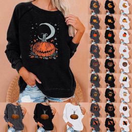 Women's T Shirts Women Casual Loose O-Neck Drop Shoulder Long Sleeve Sweater Halloween Hoodie Sudaderas Con Capucha Roupas Femininas