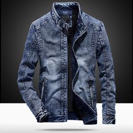 Men's Jackets Boys Winter Thick Fleece Denim Jacket Overzize 3xl 4xl Men Cotton Slim Fit Retro Blue Stand Collar Zip Up Coat OuterwearMen's