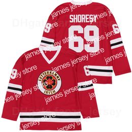 College Hockey Wears Men Series Irish Letterkenny College 69 Shores Hockey Jersey Ice Movie Team Color Away Red All Stitched University Breathable Pure Cotton