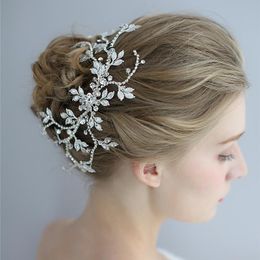 Hair Clips & Barrettes Fashion Silver White Handmade Crystal Rhinestone Headband Wedding Accessories For Women Bridal Headwear Jewelry Tiara