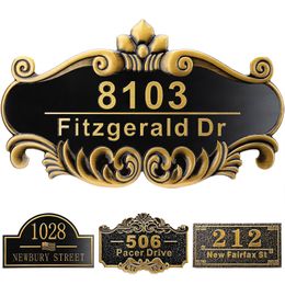 Decorative Objects Figurines Vintage Address Plaque Personalised House Number Outdoor For Mailbox Apartment Door Home Custom Street Name Sign Plates 230111