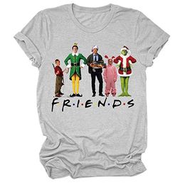 Women's T Shirts Short Sleeve Graphic Christmas Tees Funny Pattern Printing Xmas For Women