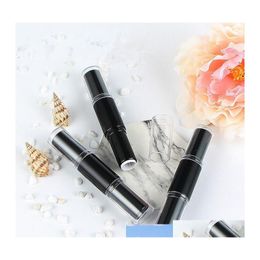 Packing Bottles 12.1Mm Double Head Black Lipstick Tube Diy Lip Rouge Pipe Shell Cosmetic Balm Container Makeup Package Bottle 20Pcs Othv7