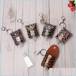 Party Favour Leopard Pu Leather Sanitizer Holder Keychain Bag 30Ml Travel Bottle Hand Soap Dispenser Tartan Printed Gel Drop Delivery Dhxqe