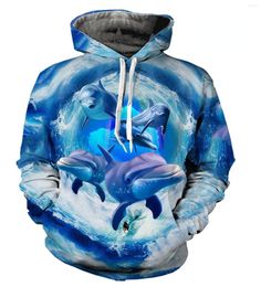 Men's Hoodies Fashion Animal Dolphin 3D Print Men's Original Style Men/Women Kids Casual Long Sleeves Pullovers Hooded Sweatshirt