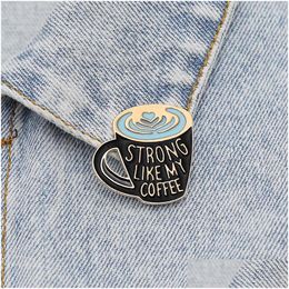 Pins Brooches Cartoon Coffee Cup Brooch Pins European Enamel Funny Metal For Girls Gift Jewelry New Xmas Badges Bag Clothes Denim S Dh7Qy