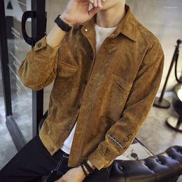 Men's Jackets Casual Corduroy Shirt Jacket Men 2023 Spring Autumn Fashion Solid Colour Button-down Coats For Mens Leisure Long Sleeve