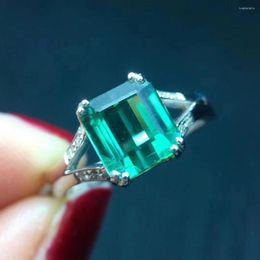 Cluster Rings Fine Jewellery Real 18K White Gold AU750 Natural Green Tourmaline 2.6ct Gemstone Male Brazil Origin For Men Gift