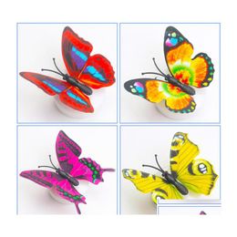 Wall Stickers Led 3D Butterfly Night Light Lamp Glowing Decals Sticker House Decoration Home Party Desk Decor Drop Delivery Garden Otthy