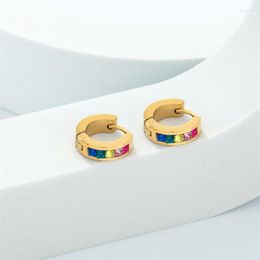 Hoop Earrings Stainless Steel Colorful Crystal Small For Men Women Cartilage Ear Buckles Piercing Jewlery