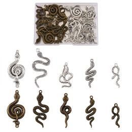 Charms Box Tibetan Style Alloy Snake Metal Pendants For Unisex Pendant Necklace Fashion Jewellery DIY Making AccessoriesCharms