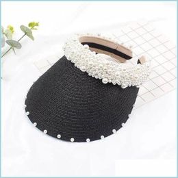 Visors Summer Female St Hat Handmade Pearl Beach Grass Empty Women Sun Visor Fashion Retro Celebrity Cap 558 Q2 Drop Delivery Access Dhcbr