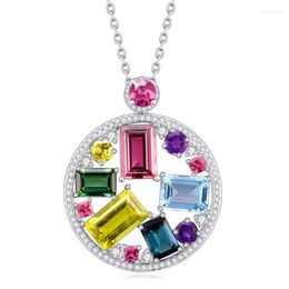 Pendant Necklaces RICKI Colorful Jewel Round Big Chokers Crystal Necklace For Women Girls Vintage Jewelry Wholesale Gift ZY020