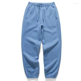 Men's Pants Mens Plain Fleece Trousers Drawstring Joggers HipHop Men Solid Colour Elastic Waist Sweatpants 2023AW Couple Loose