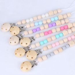 Pacifiers Baby Pacifier Clip Chain Wooden Holder Chupetas Soother Clips Leash Strap Nipple For Infant Feeding