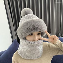 Berets Nerw Winter Female Hat Scarf Caps Neck Warmer For Beanies Pullovers Masked Hats Men Women Kids Outdoor Warm Plush Fleece