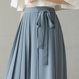 Women's Pants s Spring Summer Casual Wide Leg Pantalones Style Korean Women Pleated Chiffon Trousers Plus Size High Waist Hakama 230111