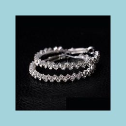 Hoop Huggie Earrings For Women Fashion Jewelry Diamond Earring Wedding/Engagement Round Drop Hanging 925 Sterling Sier Big Delivery Dhovm