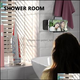 Other Home Garden Wall Mount Mobile Phone Holder Bracket Watch Tv Adhesive Portable 90 Rotation Telescopic Adjustable Foldable Pho Dhvlw