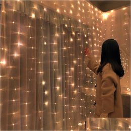 Christmas Decorations For Home 3X0.5M/ 3X2M/ 3X Led Curtain Copper Wire String Fairy Lights Garland Year 2021 Q Drop Delivery Garden Dhuh0