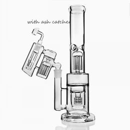 13.7inchs Gravity Glass Bongs Water Pipes Hookahs Recycler Dab Rigs With 18mm Bowl Ash catcher