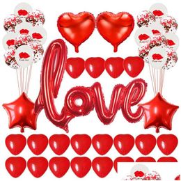 Party Decoration Red Love Letter Foil Balloons Heart Balloon For Engagement Wedding Valentines Day Decor Drop Delivery Home Garden F Dhblu