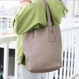 Evening Bags Motingsome Minimalism Thick Cow Leather Bag For Women Casual Tote Luxury Genuine Large Simple Ladies Bucket 2023