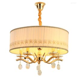 Chandeliers European Style Crystal Chandelier Dia 60cm Cloth Lampshade Wrought Iron Modern Pendant For Dining Room Bedroom Lights