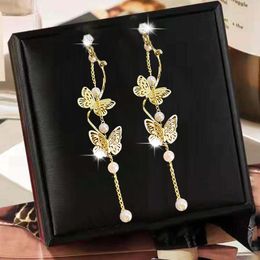 Hoop Earrings Small Earring Studs Men Butterfly Rhinestone For Women Girls Shiny Artificial Crystal Drop Long