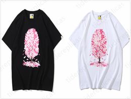 maglietta da uomo Shark camicie firmate da donna t-shirt grafica abbigliamento abbigliamento Puro cotone Sakura Camouflage Lettering stampa Line foam Stampa fulmine Patchwork